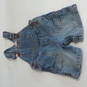 Genuine Kids from Oshkosh Denim jean Overall short bibs 18 months boy girl baby
